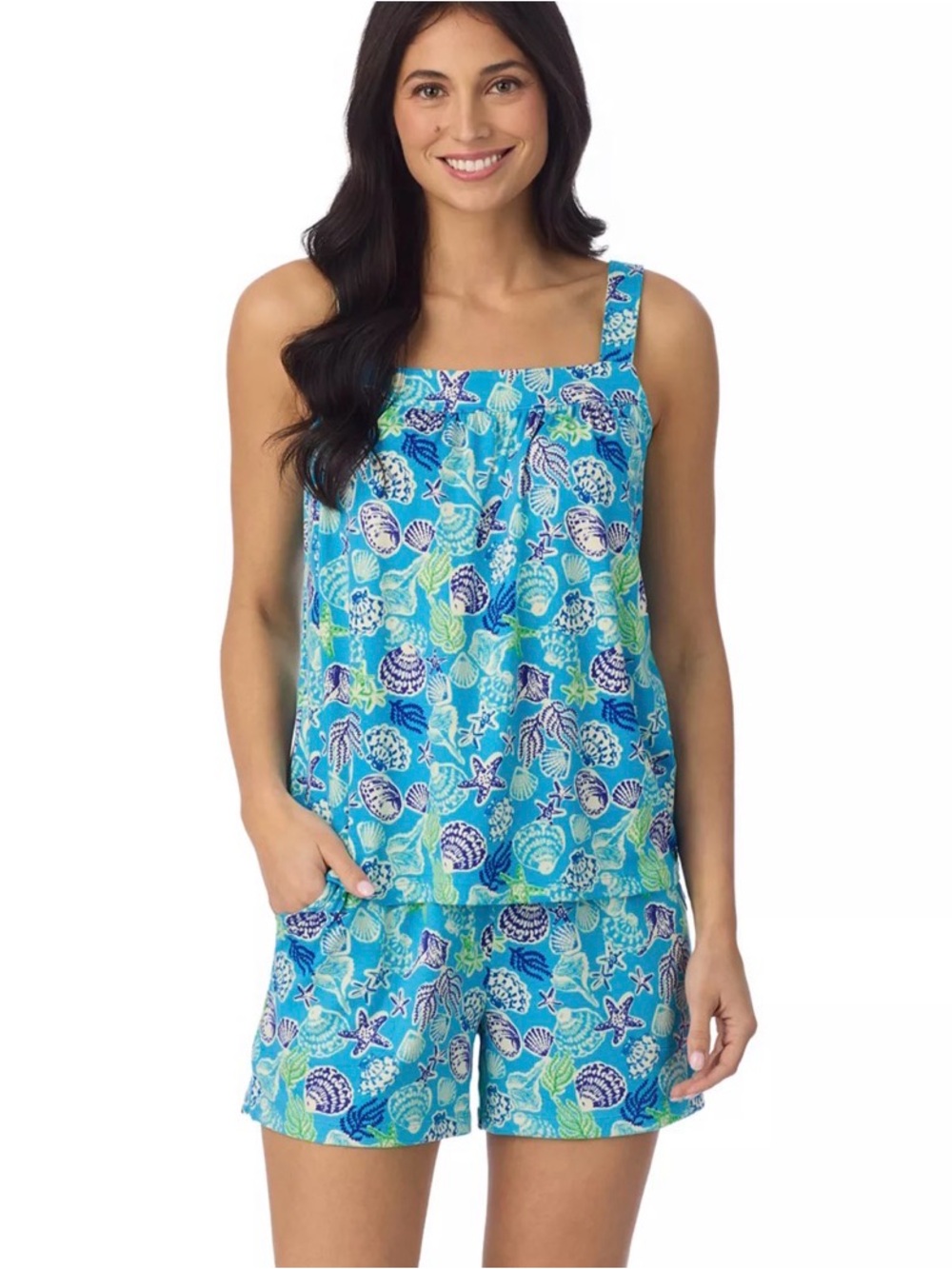 Cuddl Duds Tank summer pajama shorts set seashells size medium NWT